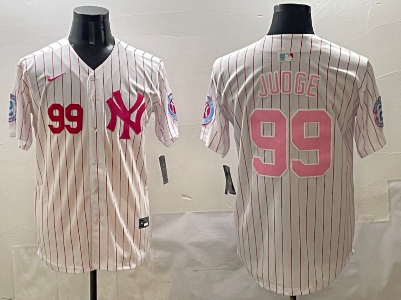 Men New York Yankees #99 Judge Stripe Red Jointly Name 2025 Nike MLB Jersey style 3->new york yankees->MLB Jersey